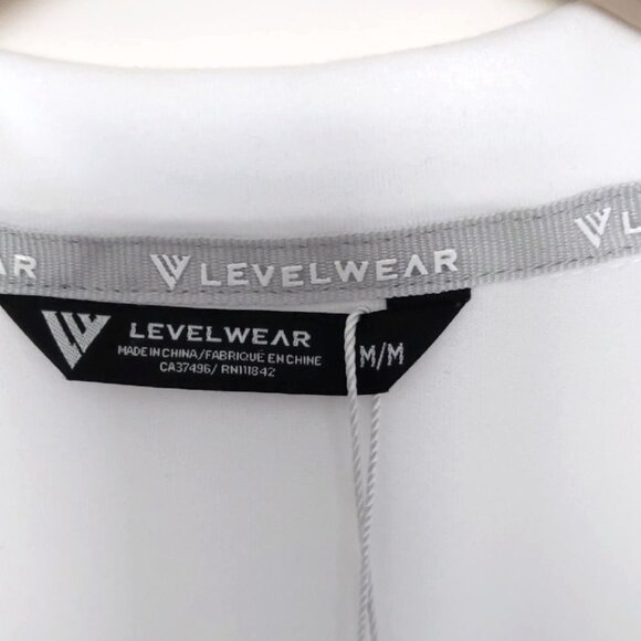 NEW Men's Levelwear Athletic White w/Black Stripes Long Sleeve Zip Golf Shirt M - Picture 5 of 7